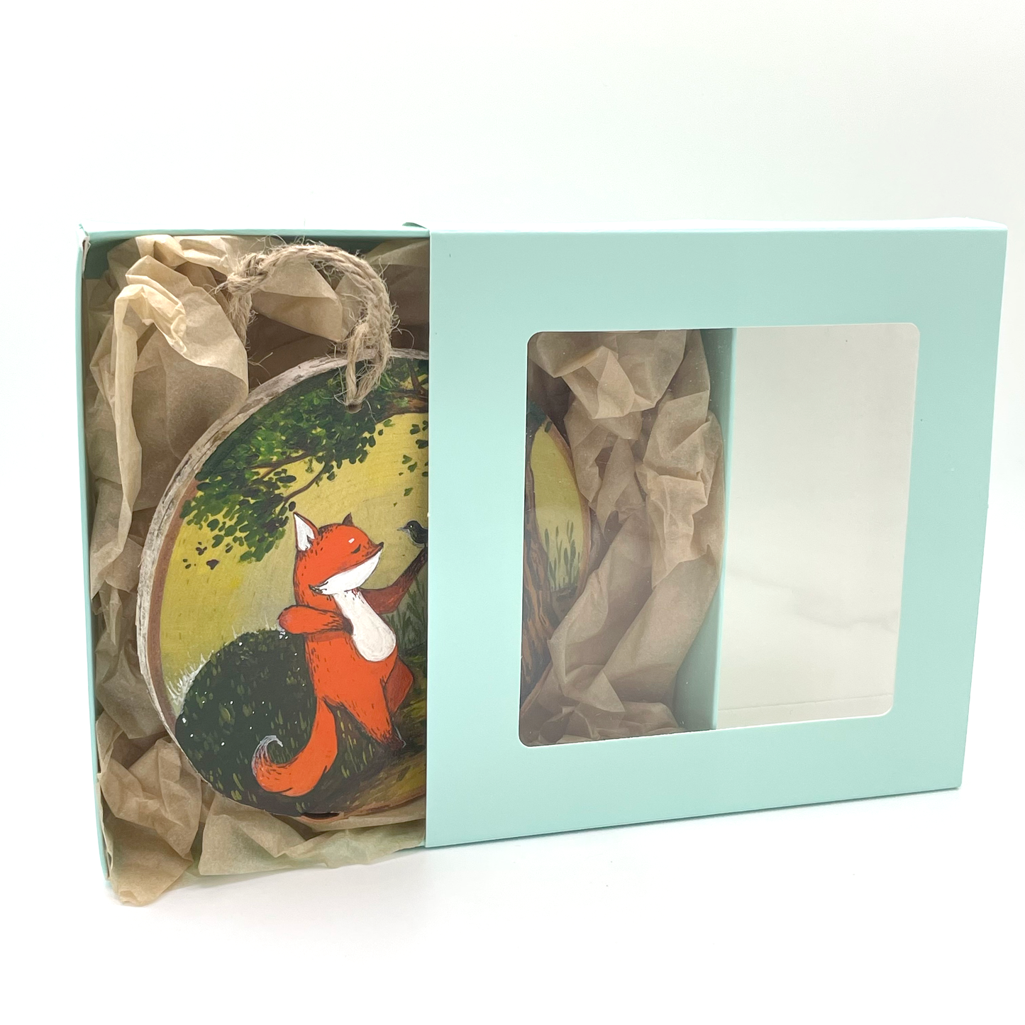 Friendly Greeting ( fox & little bird) - Ornament