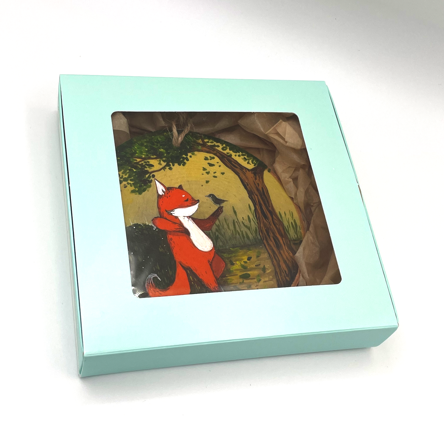 Friendly Greeting ( fox & little bird) - Ornament