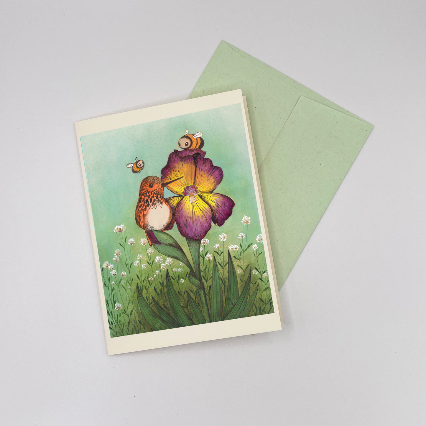 Hummingbird and Bees - Note Card