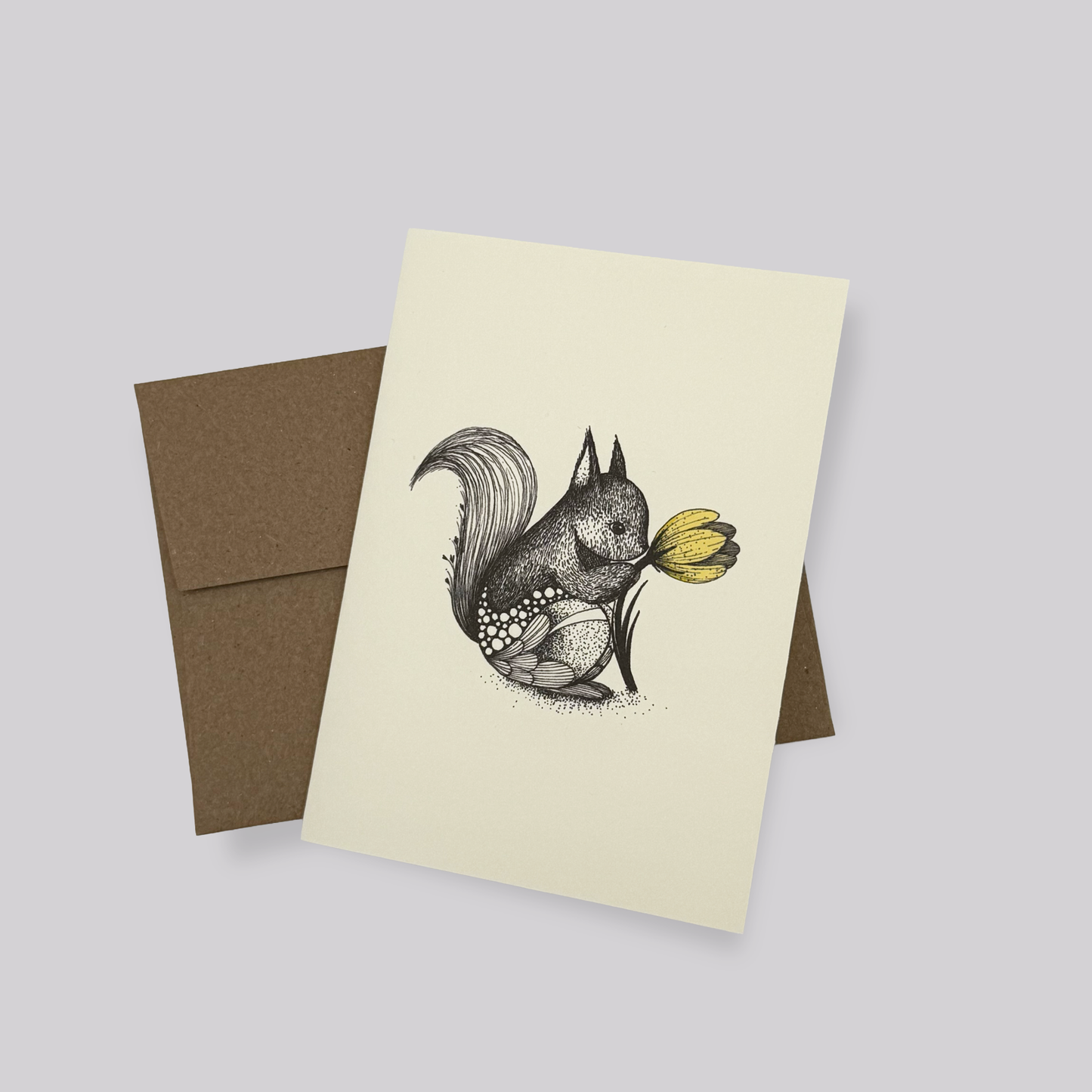 Squirrel and Crocus - Note Card