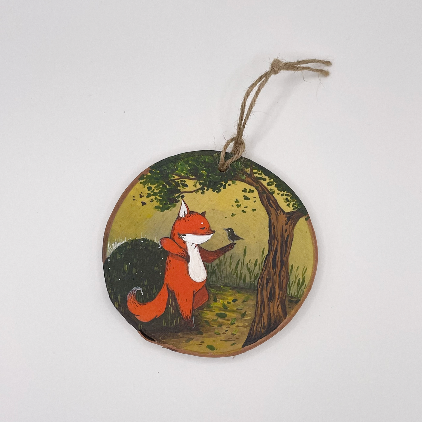 Friendly Greeting ( fox & little bird) - Ornament