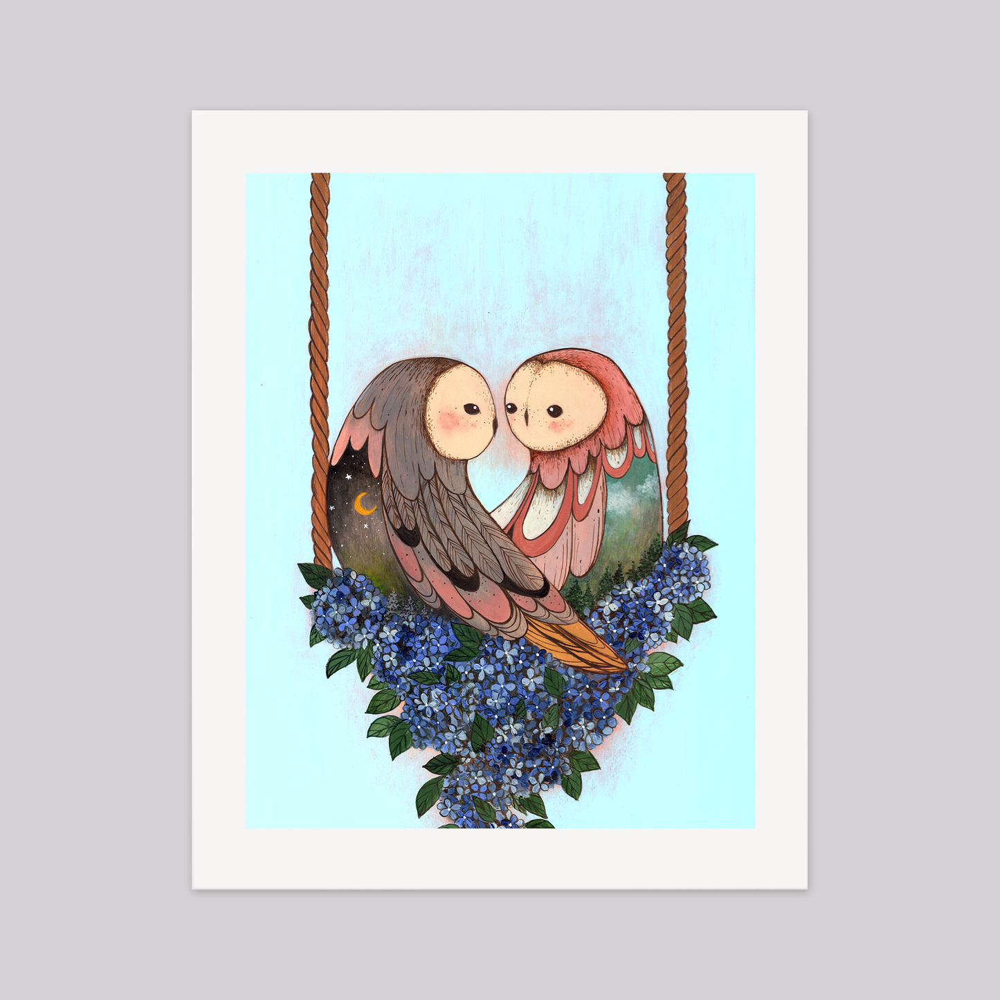 Owl Pair - Art Print